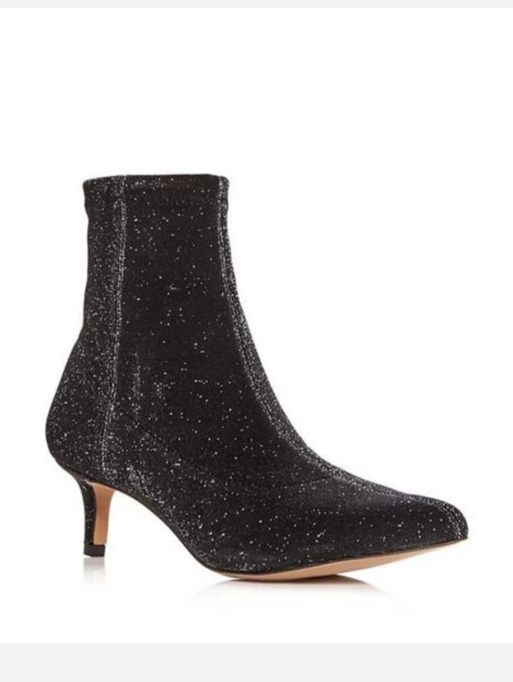 Rebecca Minkoff Sayres Black Glitter Kitten Heel Booties 8 - Sparkly Party Boot